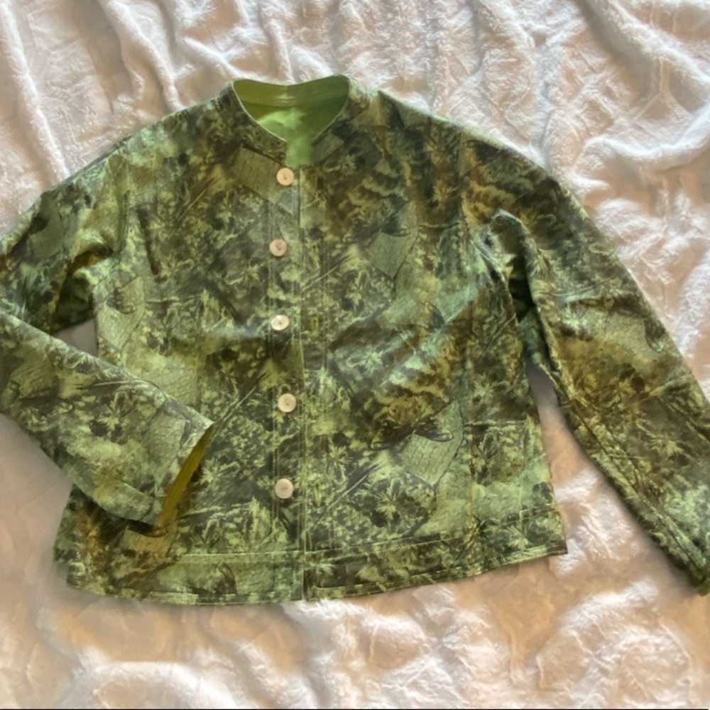 Vintage Lime Green Suede Button Up Jacket - Picture 2 of 7